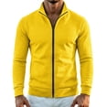 thumbnail image 6 of WIZUTIZ Men's Solid Color Zip Up Hoodless Sweatshirt Jacket Long Sleeve Warm Pocket Outerwear For Winter Daily, 6 of 6