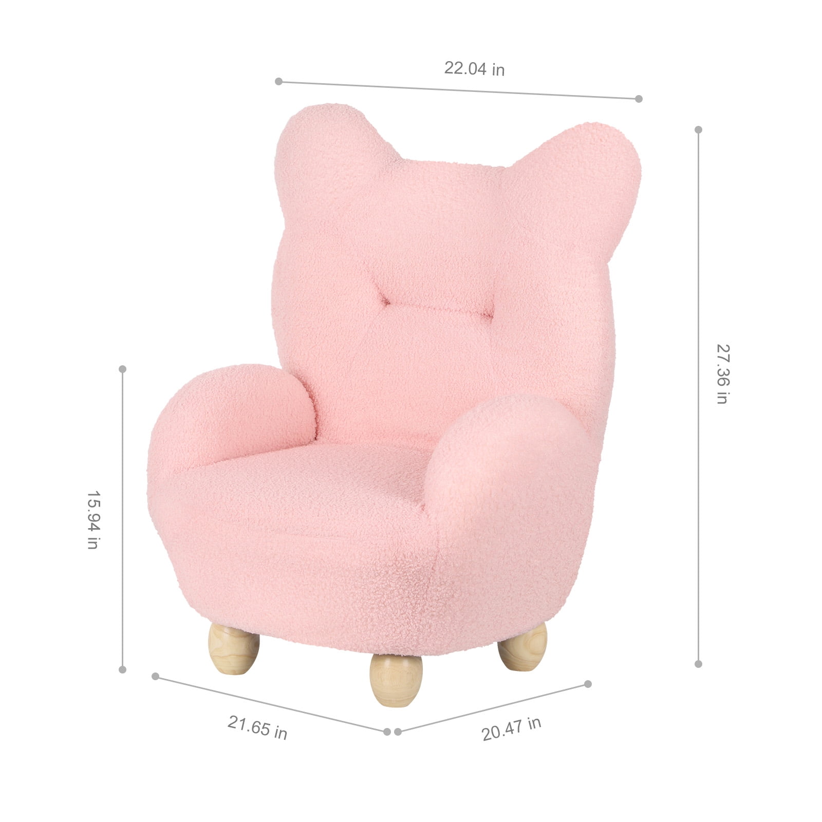 Oumilen Plush Bear Indoor Accent Chair for Kids, Light Pink