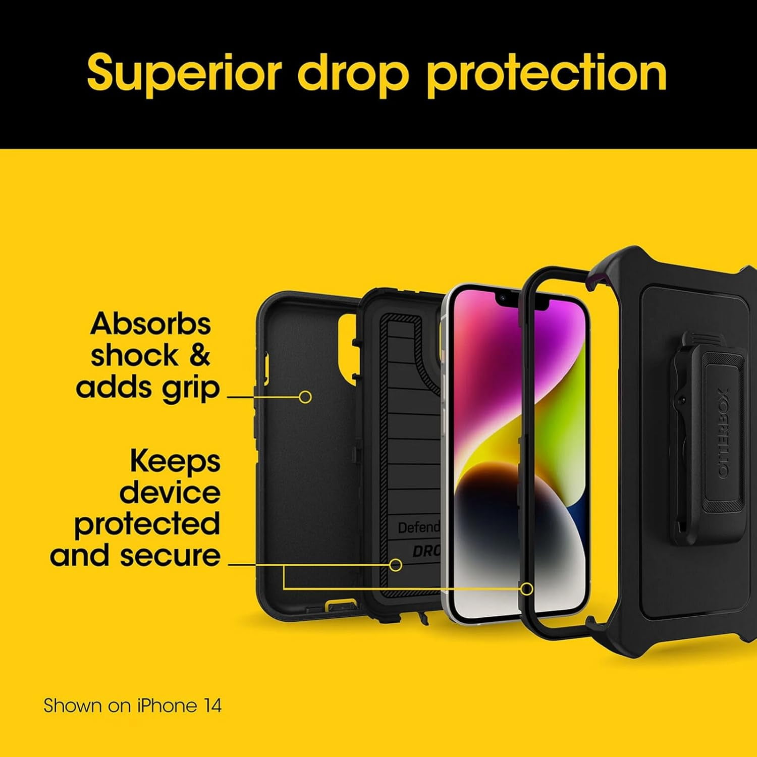 OtterBox iPhone 16e (Only) - Defender Series Pro Case - Baby Blue Jeans (Blue) - Screenless - Rugged & Durable - with Port Protection - Holster Clip Includes