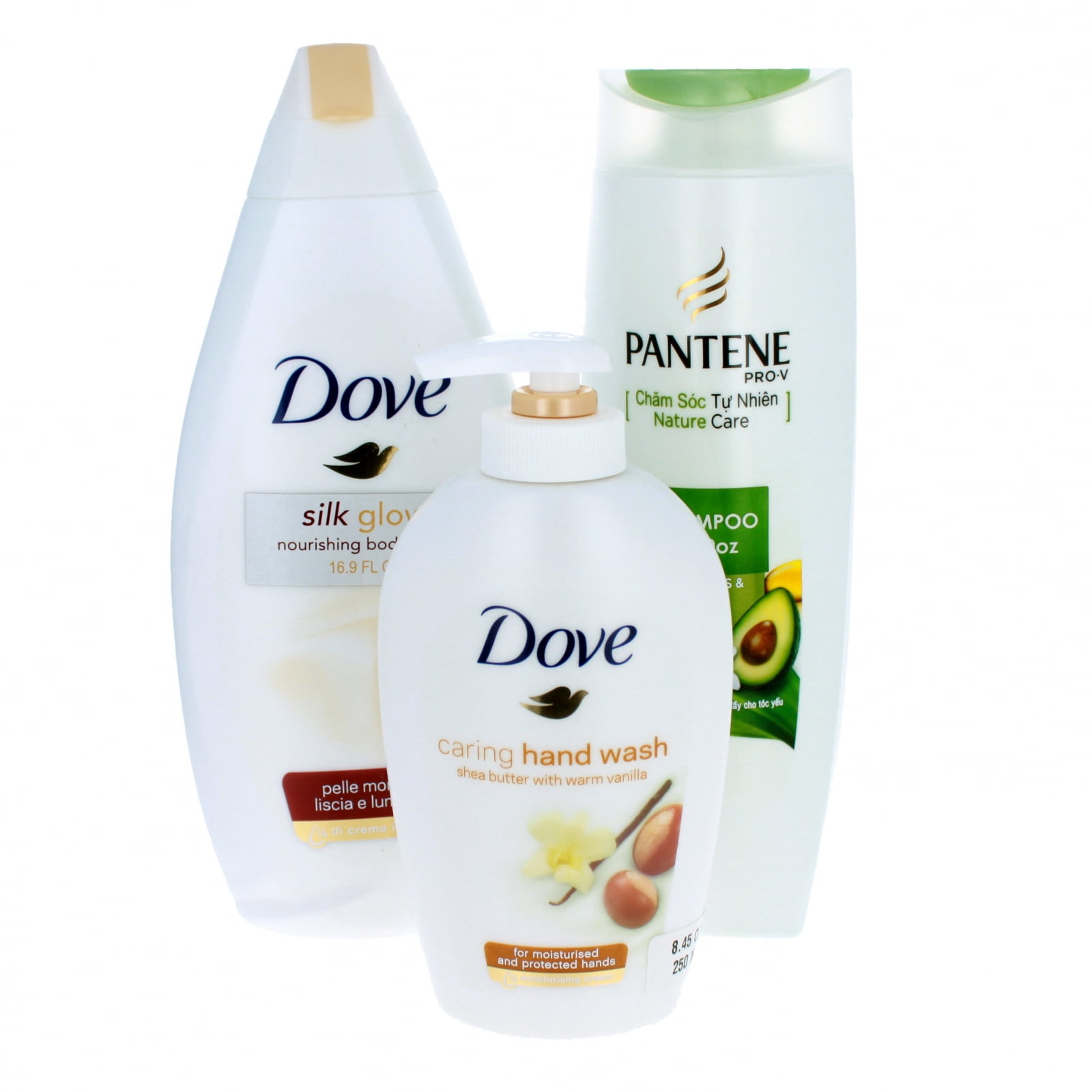 Dove Pantene Womens Spa Bath Body 3 Piece Set Soap Shampoo Lotion