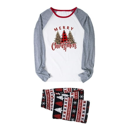 

KEJIG Stylish Parent-child Warm Christmas Set Printed Home Wear Pajamas Two-piece Mom Set