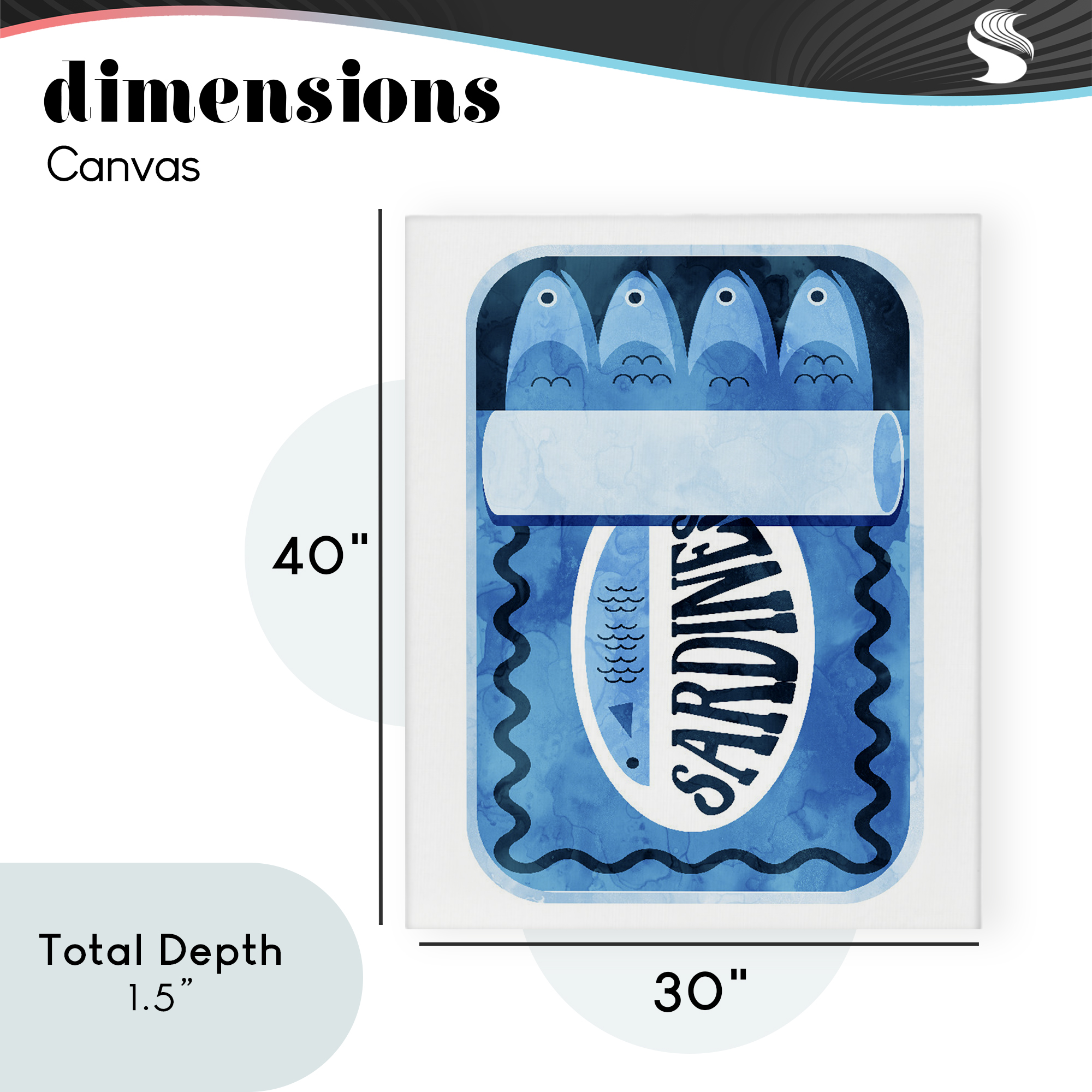 Retro Blue Sardine Tin Canvas Wall Art, design by Daphne Polselli