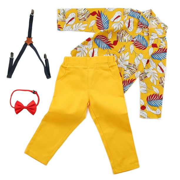 Baby Boy Clothes Set Fashionable Cute Comfortable Breathable Gentleman Suit Keep Warm Boys Clothing Sets For Boys For Family Celebrations Yellow