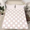 thumbnail image 2 of Erosebridal Light Pink Checkered Bedding King White Cream Checkerboard Sheet Set,Buffalo Plaid Grid Bed Sheets Teen Aesthetic Geometric Gingham Bed Sheet Set 4 Piece, 2 of 6