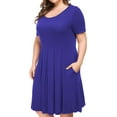thumbnail image 3 of Women Plus Size Dresses Short Sleeve with Pockets Female Knee Length l-4xl, 3 of 5