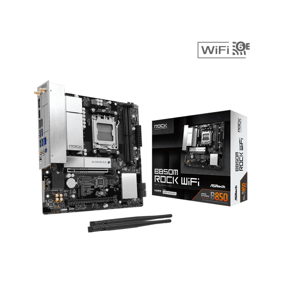 ASRock B850M Rock WiFi AM5 AMD B850 Micro ATX Motherboard