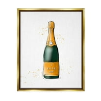 Stupell Industries I Veuve You Champagne Bottle Graphic Art Metallic Gold Floating Framed Canvas Print Wall Art, Design by Alison Petrie