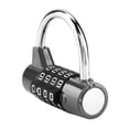 thumbnail image 3 of Candado de combinación de 4 dígitos para maleta de viaje, taquilla de gimnasio, cerradura de seguridad con contraseña, color negro, 3 of 14