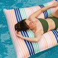 thumbnail image 7 of Big Joe Lagoon Lounger No Inflation Needed Pool Float, Rivera Stripe Turquoise Double Sided Mesh, Quick Draining Fabric, 5 feet Giant, 7 of 7