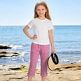 thumbnail image 6 of Posijego Girls Capri Pants Summer Casual Capris Pants Lightweight Cotton Linen Straight Leg Knee Length Pants with Pockets, 6 of 7