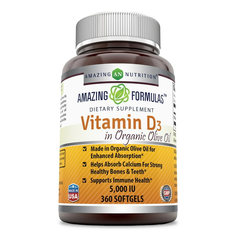 Amazing Formulas Vitamin D3 in Organic Olive Oil 5,000 IU 360