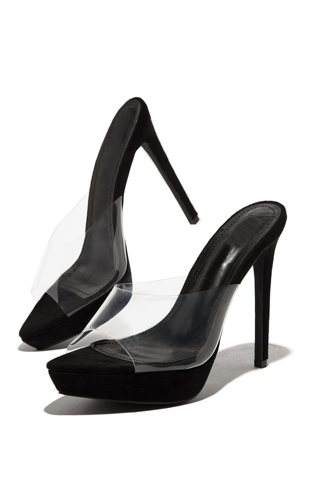 black high heel mule shoes