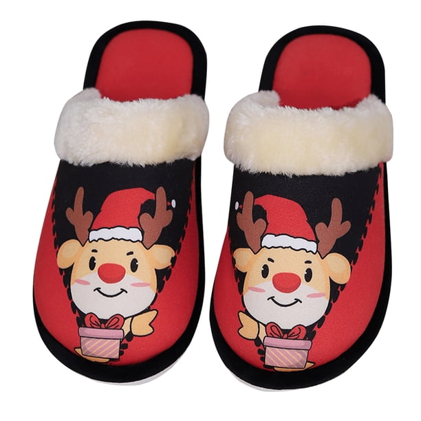 Zapatillas de casa unisex Wdftyju de alce navideño de algodón de felpa
