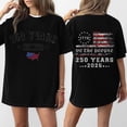 thumbnail image 2 of 250 Years Anniversary Short Sleeve T Shirt Loose Fit Crewneck Tee with Printed Graphic Front and Back Design for Women Men Black L, 2 of 5