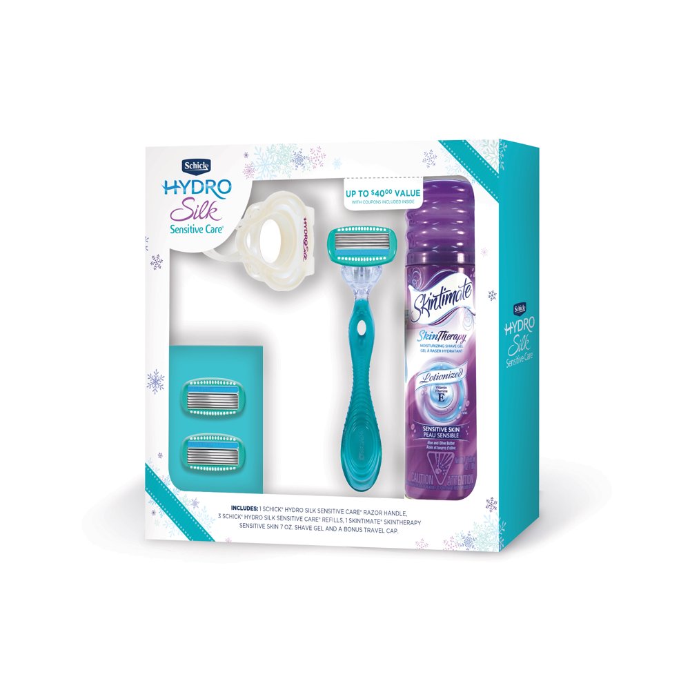Schick Hydro Silk Sensitive Razor Gift Set; Bonus Travel Cap