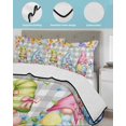 thumbnail image 3 of Quilts Queen Size Bedding Set, Easter Gnomes Reversible Summer Quilt 3 Pieces, Spring Floral Eggs Flowers Butterflies Gray Plaid Lightweight Bedspreads Coverlets with 2 Pillow Shams for All Seasons, 3 of 5