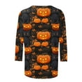 thumbnail image 4 of Halloween Women's Shirts 3/4 Length Sleeve Blouses Pullover Colorful Witch Ghost Pumpkin Printed T Shirt Crewneck Tunic Tops Casual Halloween Costumes, 4 of 5