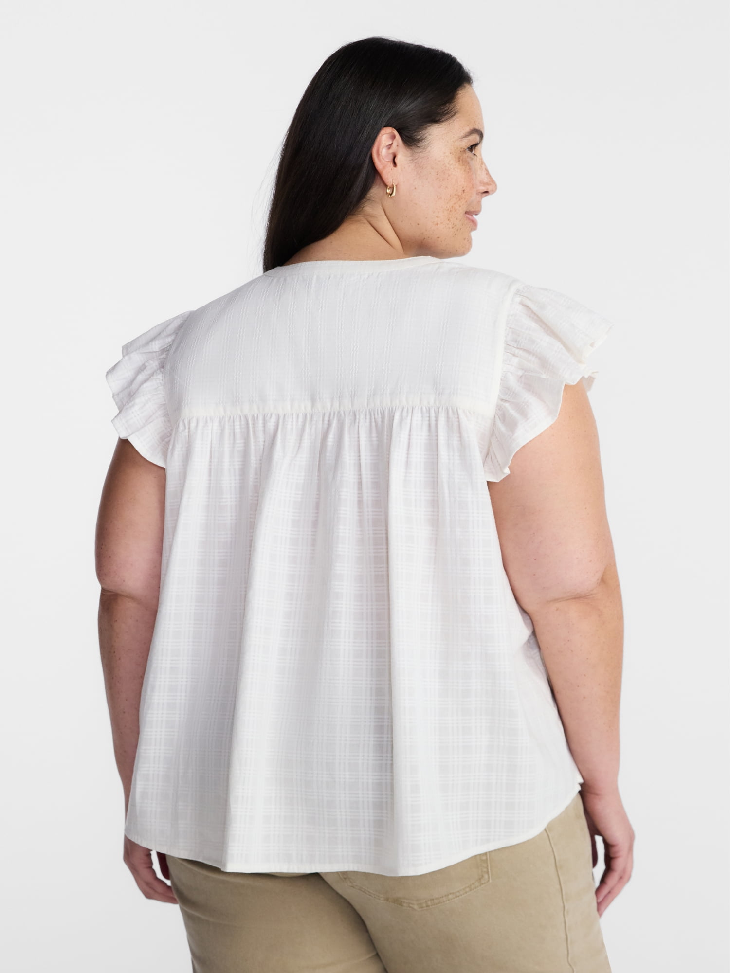 Terra & Sky Womens's Flutter Sleeve Blouse, Sizes 0X-5X