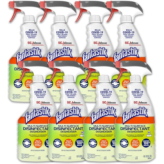 SC Johnson Professional, Fantastik Multi-Surface Cleaner & Disinfectant Spray Bottle, 32 Oz, Pack of 8