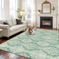 thumbnail image 2 of 5'x8' Area Rugs, Southwestern Teal Boho Indoor Outdoor Area Rug for Living Room Bedroom, Vintage Mexican Ethnic Flowers Washable Bathroom Rugs Kitchen Floor Carpet Mats Home Decor Aesthetic, 2 of 8