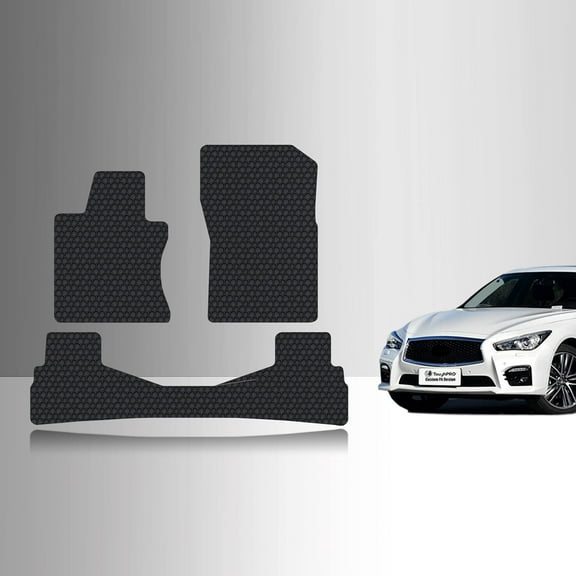 ToughPRO Front   2nd Row Mats Compatible with Infiniti Q50 2015 - All Weather Heavy Duty (Made in USA) Black Rubber