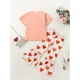 thumbnail image 4 of Musuos Valentine's Day Toddler Girls Clothes Set 1-5T Letter Print Short Sleeve T-Shirts and Heart Print Flare Pants 2Pcs Suit, 4 of 10