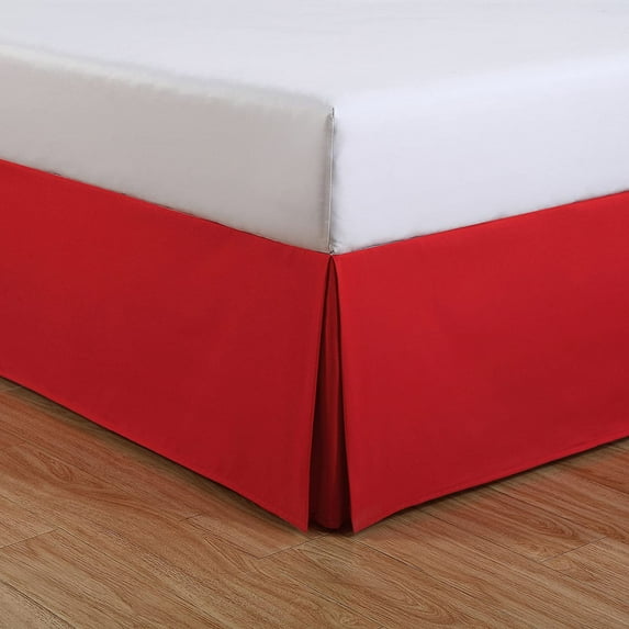 Alive Pixels Bed Skirt Red Solid 100 Percent Pure Cotton Super Soft 1-Piece Bed Skirt with 9" Inches Bed Skirt 450TC (California King, Red)