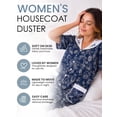thumbnail image 2 of Casual Nights Women's Snap Front Lightweight Housecoat, Short Sleeve House Dress Duster Lounger Robe with Pockets, Cotton Poly Knit, Mid Calf, Floral Denim Large, 2 of 3