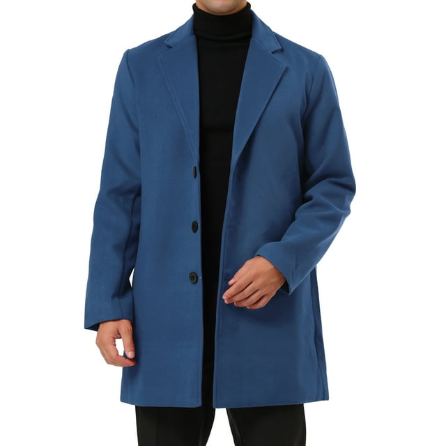 Abrigo Chic para Hombre con Solapa Notch, de Un Solo Botón, de Peso Medio, de Manga Larga, Color Azul Oscuro