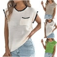 thumbnail image 2 of ShiShine Women's Casual Slim Fit O-Neck Sleeveless Pullover Sweater Top Color Block Striped with Pocket Knitted Vest, 2 of 8