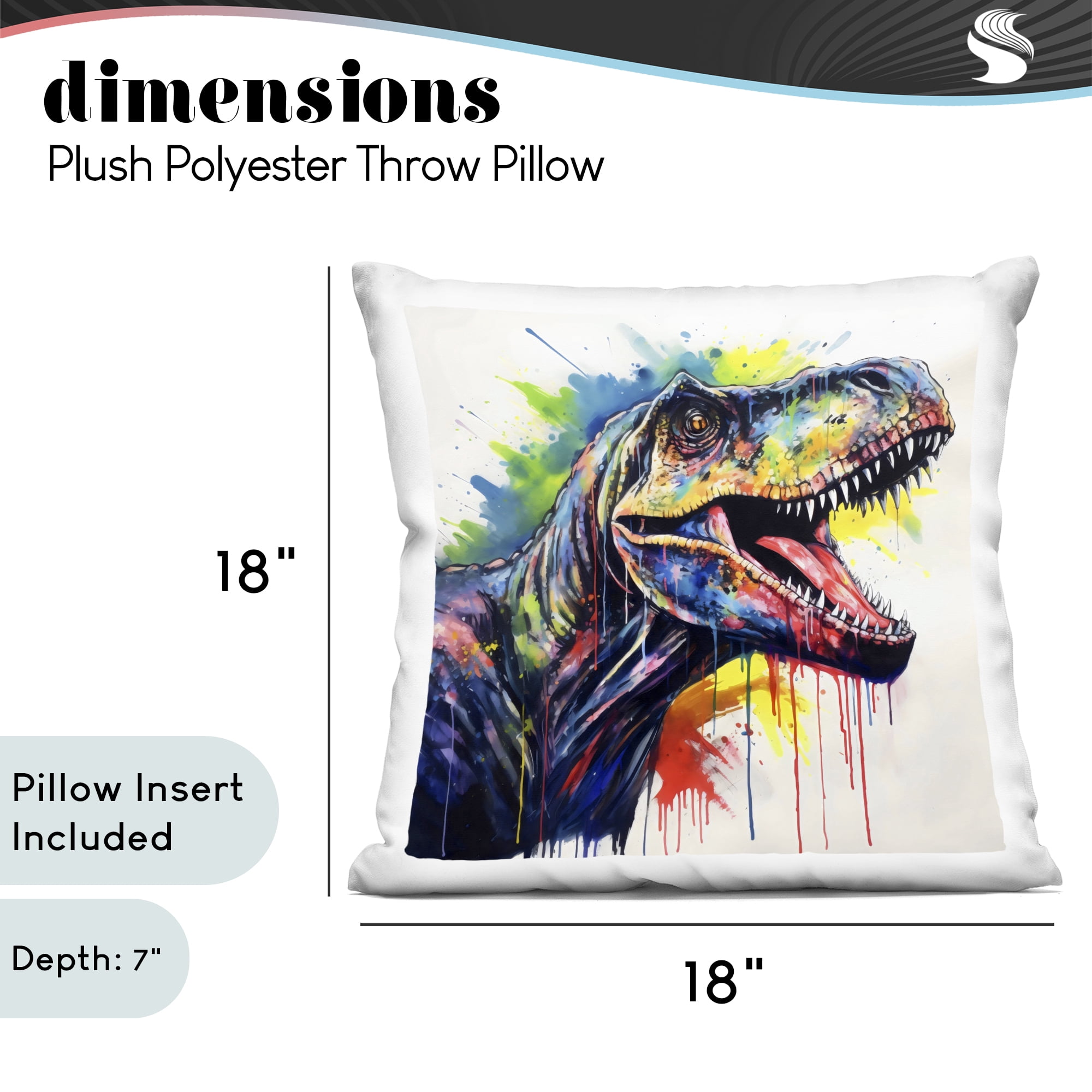 Stupell Industries Colorful T-Rex Roaring Decorative Printed Throw Pillow, design by Creative Studio