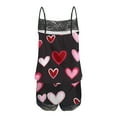 thumbnail image 4 of Pajamas for Women Valentine's Day Gift for Her Heart Printed Lace Sling Sleeveless Tank+Shorts Casual Pajamas Set Red, 4 of 5