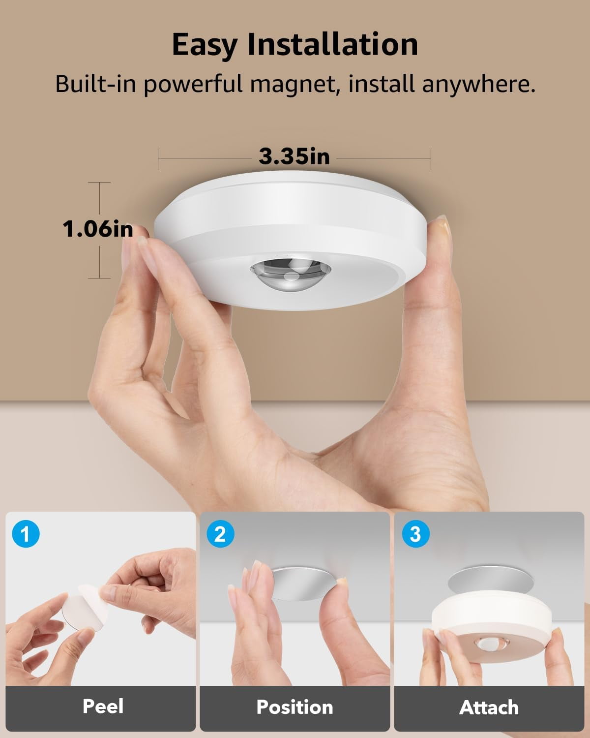 Tedmos White Rechargeable Puck Lights with Remote, Battery Powered RGB Color Changing LED Under Cabinet Lighting, Wireless Magnetic Push Tap Touch Light For Shower Bathroom Kitchen Book Shelf Closet