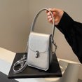 thumbnail image 2 of Bolso Bandolera Pequeño Cuero PU Sólido para Mujer Bolso Mano para (plata), 2 of 9