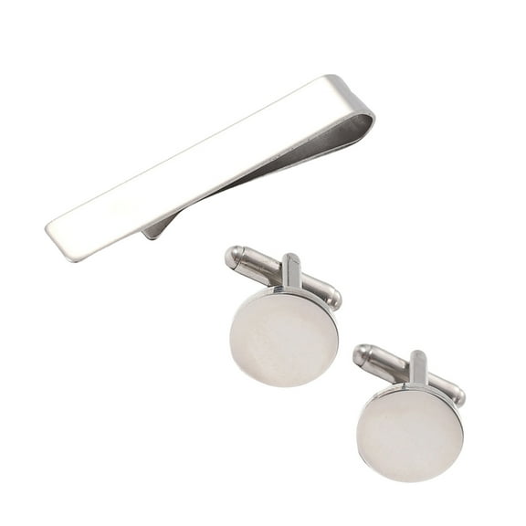 AOOOWER Practical Sturdy Tie Clip and Cufflinks Set for Office and Formal Event