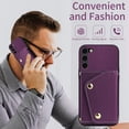 thumbnail image 6 of Furiet Wallet Case for Samsung Galaxy S23 Plus S23+ 5G Tempered Glass Screen Protector Slim Flip Purse Shoulder Strap Card Holder Phone Cover for S23plus 23S + S 23 23+ SM-S916U 6.6 inch Deep Purple, 6 of 8