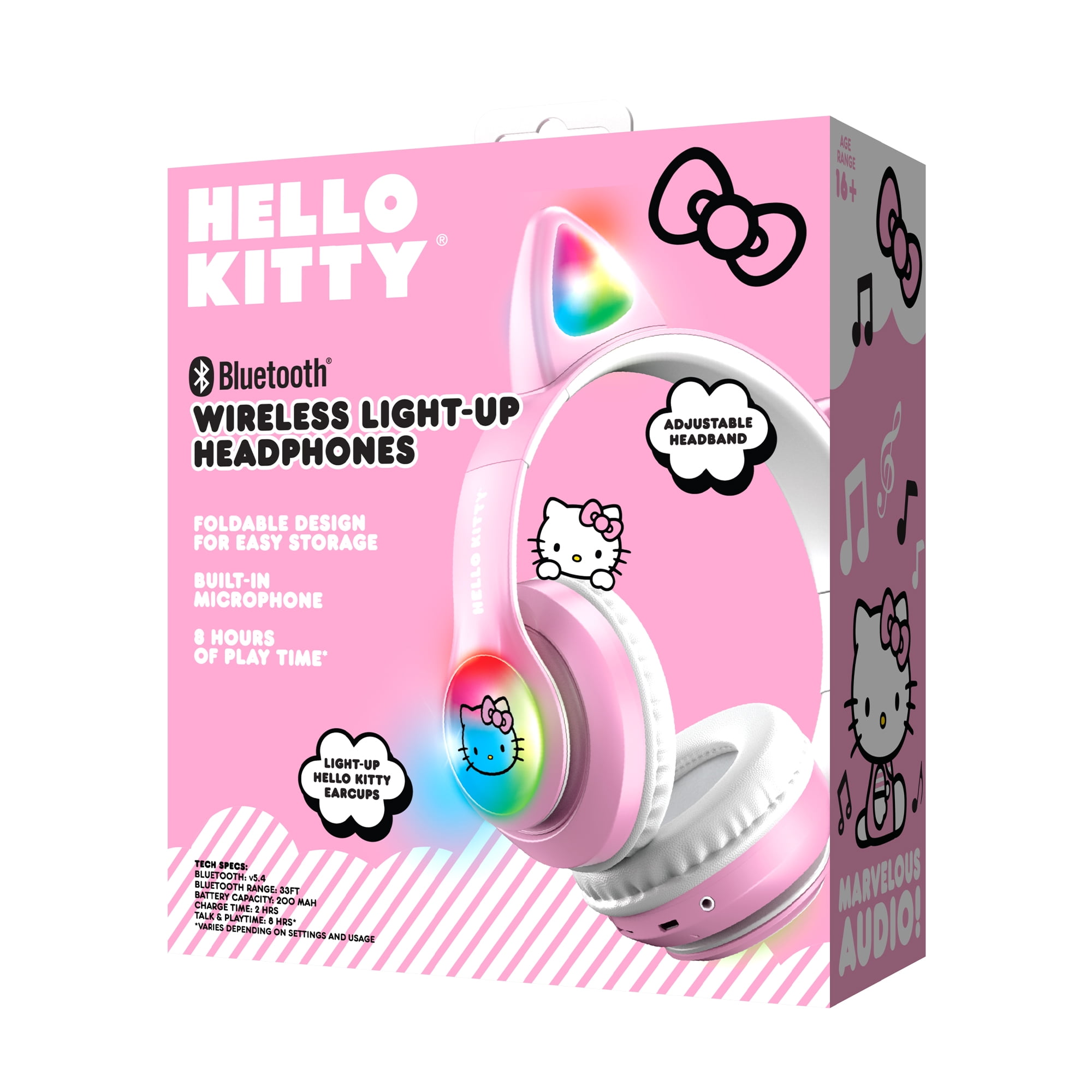 Hello Kitty Wireless Bluetooth Light-Up Headphones