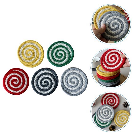 ETEREAUTY Set of Woven Cotton Rope Placemats, Assorted Colors, Cup Mats for Dining Table