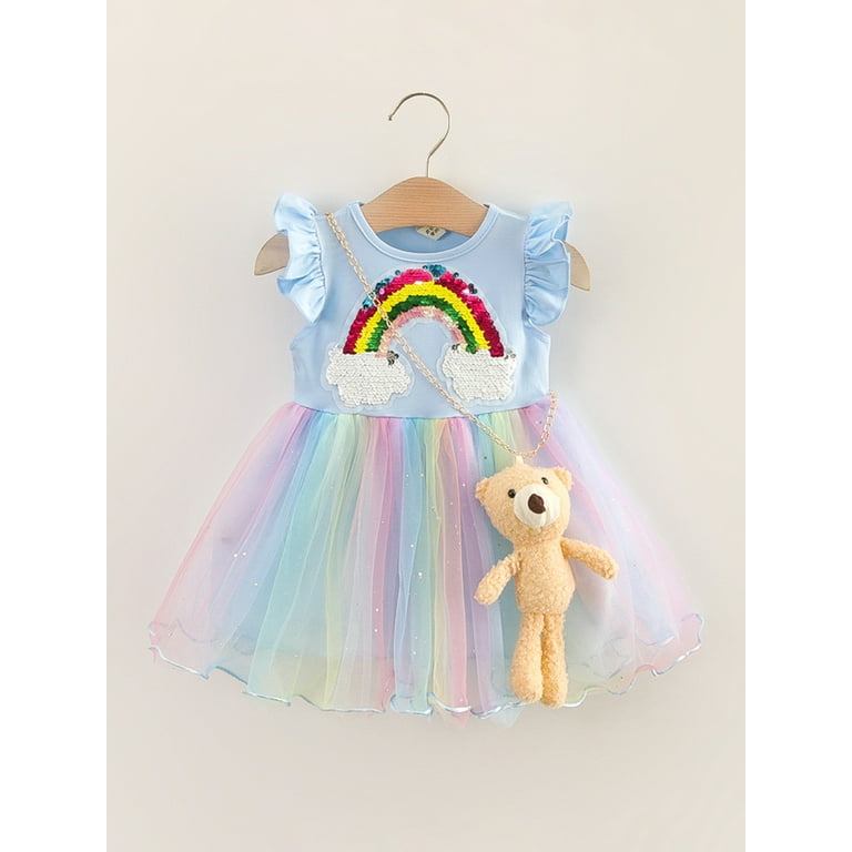 Robe Princesse Fille Tulle Arc en Ciel