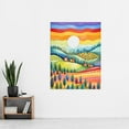 thumbnail image 2 of Tuscan Rolling Hills at Sunrise Abstract Folk Art Extra Large XL Wall Art Poster Print, 2 of 3