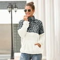thumbnail image 2 of Sweaters For Women Leopard Print Sweater 1/4 Zipper Collar Stitching Top Double Fleece Warm Jacket With Pockets For Autumn Winter Spring Xl Womens Sweaters, 2 of 4