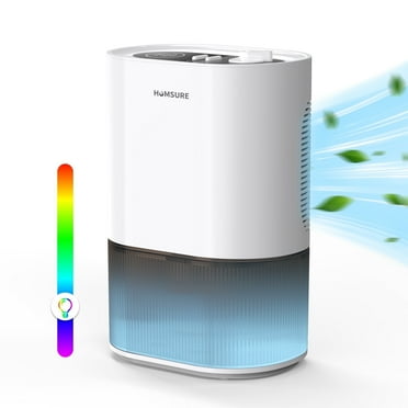 HUMSURE Dehumidifier (120 oz. Large Capacity Tank, Powerful Dehumidifier) LED Display with Timer 7-Colour Ambient Light, Auto off, Sleep Mode, Timer, Energy Efficient Cabinet Bathroom