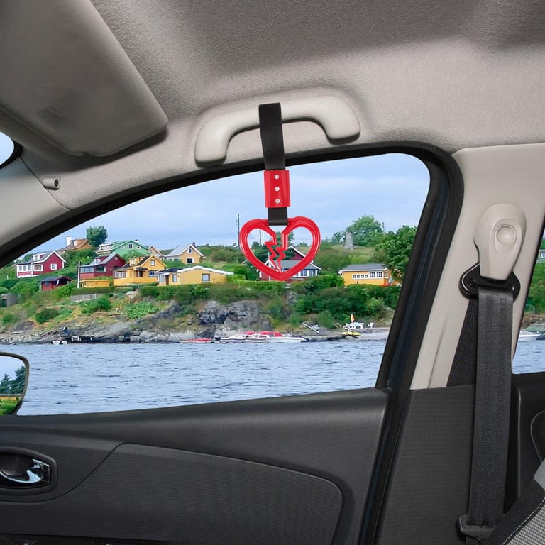 PATIKIL 2Pcs Car Handle Straps - Blue Circle Shaped Pull Ring For Car Interior/Exterior, Bumper Warning Strap, Drift Charm Decor