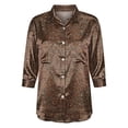 thumbnail image 6 of Endives Women's Long Sleeve Shirt Retro Floral Printed Shirt Satin Button Dwon Shirt Vacation Womens Blouse Spring Outfit Rose Gold, 6 of 7