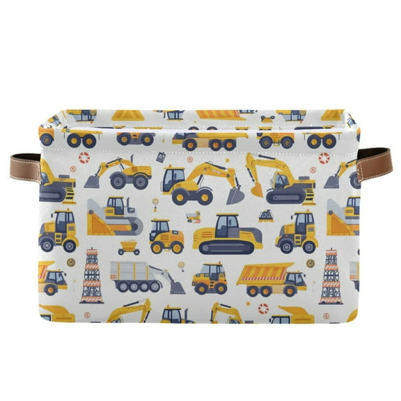 Excavator Dump Truck Storage Bins with Handle Fabric Organizer Basket Foldable Box 1 Pack 14.2x10.2x8.3
