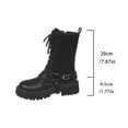 thumbnail image 5 of SUNVIT Black Mid Calf Combat Boots for Women - Chunky Platform, PU Material, Lace-Up & Side Zip, Adjustable Buckle, Size 41 (US 8.5), 5 of 9