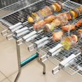 thumbnail image 5 of 10 brochetas para barbacoa con mango móvil, reutilizables, planas, de acero inoxidable, color plateado, 5 of 5