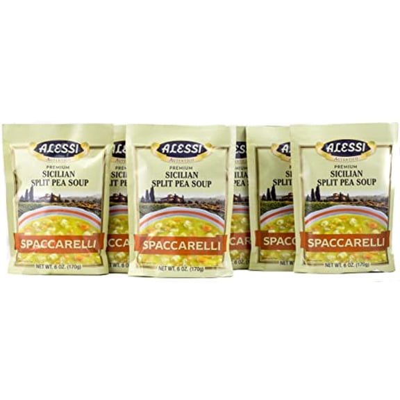 Alessi Autentico Premium Soups, Traditional Flavors, 6oz (Sicilian Split Pea, Pack of 6)