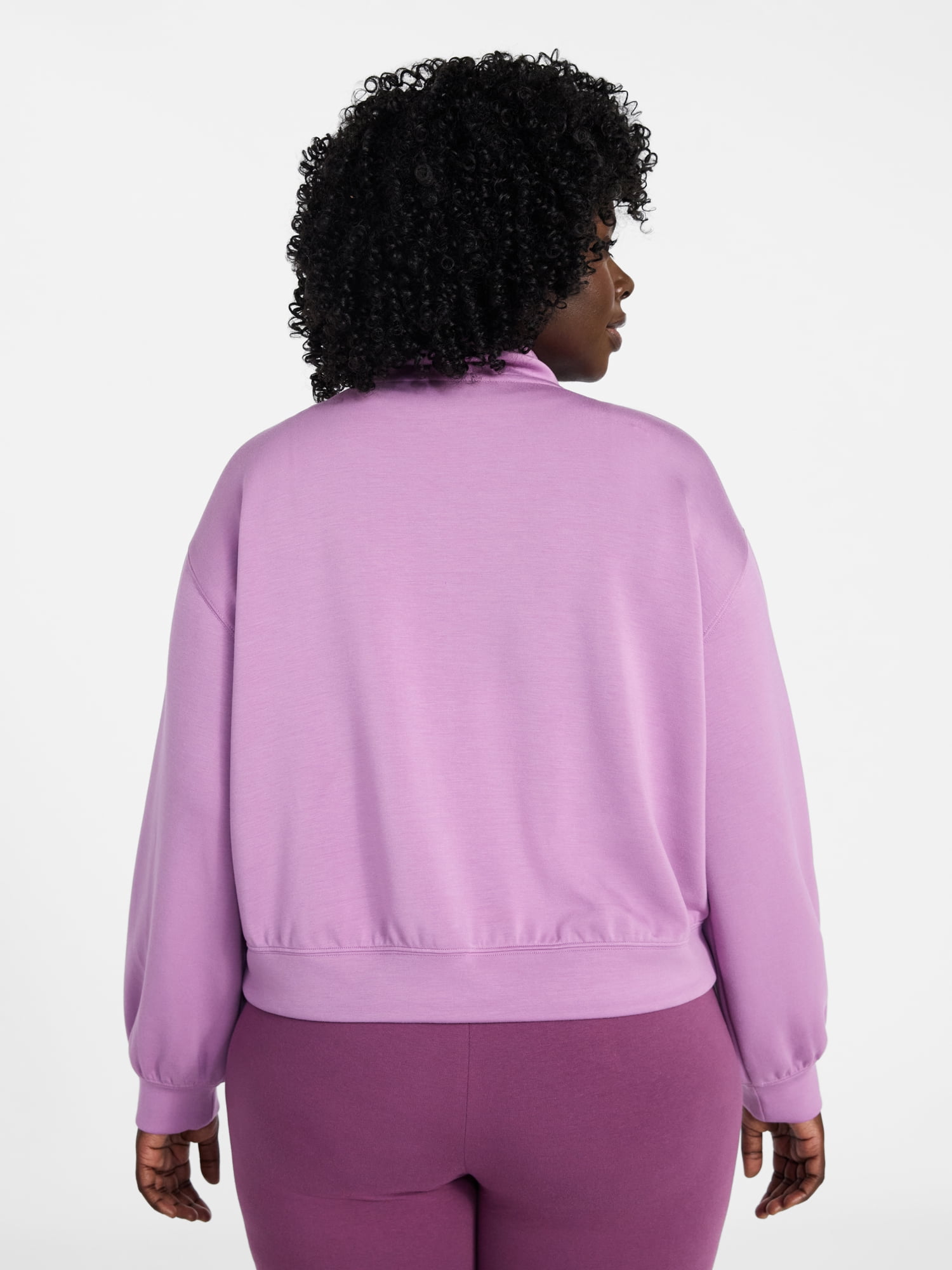 Terra & Sky Women's Plus Size Zip Up Scuba Knit Layering Top, Sizes 0X-5X