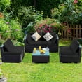 thumbnail image 4 of Patiojoy 5PCS Rattan Patio Furniture Set Cushioned Sofa Chair Coffee Table Set Easy Assemble Black, 4 of 8
